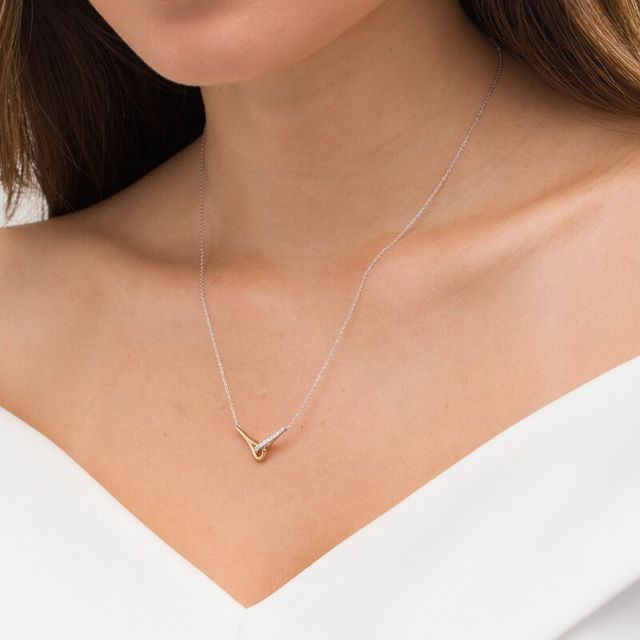 Love + Be Loved 0.10 CT. T.W. Diamond Loop Necklace in Sterling Silver and 10K Gold|Peoples Jewellers