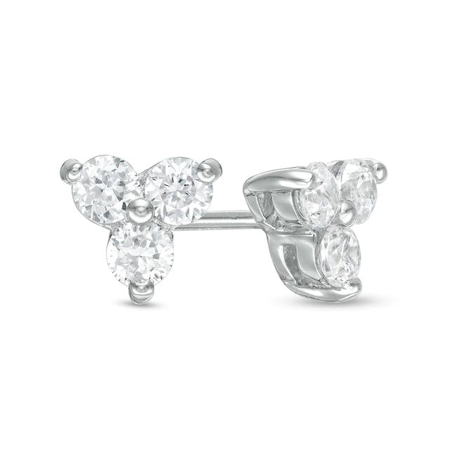 0.45 CT. T.W. Diamond Past Present Future® Stud Earrings in 10K White Gold|Peoples Jewellers