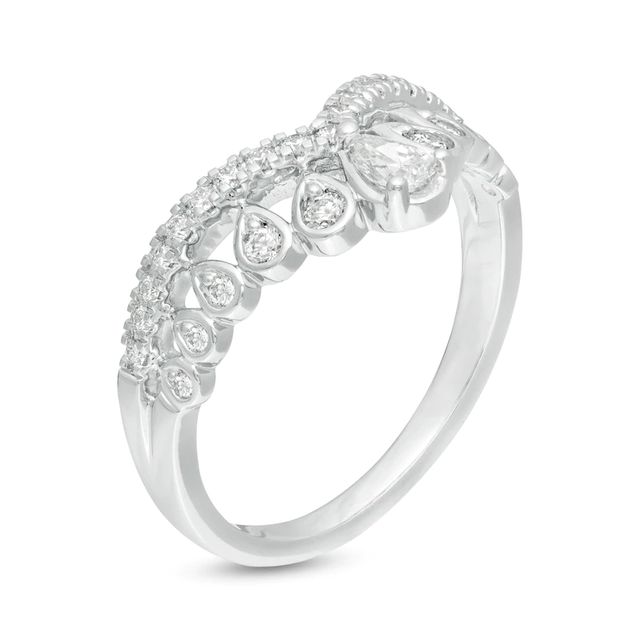 Emmy London 0.40 CT. T.W. Certified Pear-Shaped Diamond Crown Band in 18K White Gold (F/VS2)|Peoples Jewellers