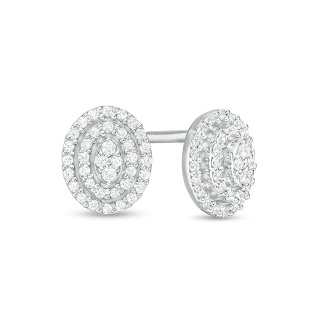 0.15 CT. T.W. Composite Diamond Double Oval Frame Stud Earrings in 10K White Gold