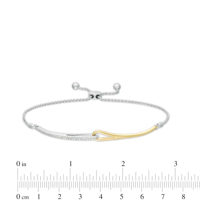 Love + Be Loved 0.10 CT. T.W. Diamond Loop Bolo Bracelet in Sterling Silver and 10K Gold - 9.0"|Peoples Jewellers