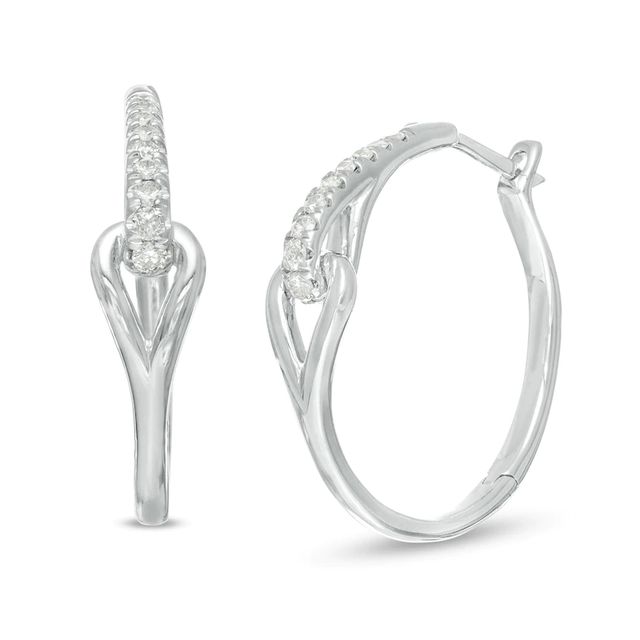 Love + Be Loved 0.25 CT. T.W. Diamond Loop Hoop Earrings in Sterling Silver|Peoples Jewellers