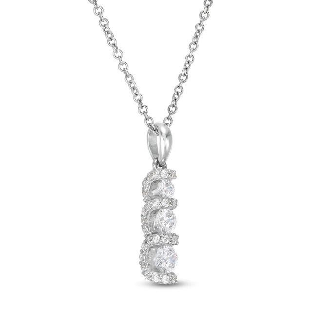0.45 CT. T.W. Diamond Past Present Future®Graduated Linear Pendant in 10K White Gold|Peoples Jewellers