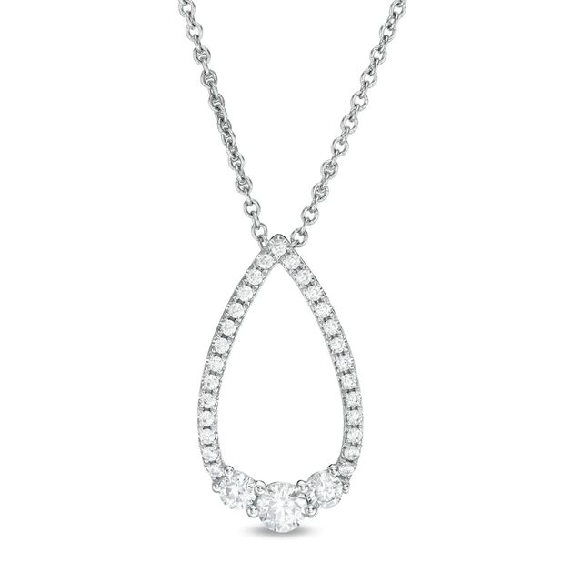 0.37 CT. .TW. Diamond Past Present Future® Teardrop-Shaped Outline Pendant in 10K White Gold|Peoples Jewellers