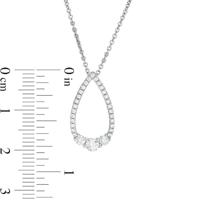 0.37 CT. .TW. Diamond Past Present Future® Teardrop-Shaped Outline Pendant in 10K White Gold|Peoples Jewellers