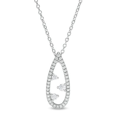 0.23 CT. T.W. Diamond Past Present Future® Teardrop-Shaped Pendant in Sterling Silver|Peoples Jewellers