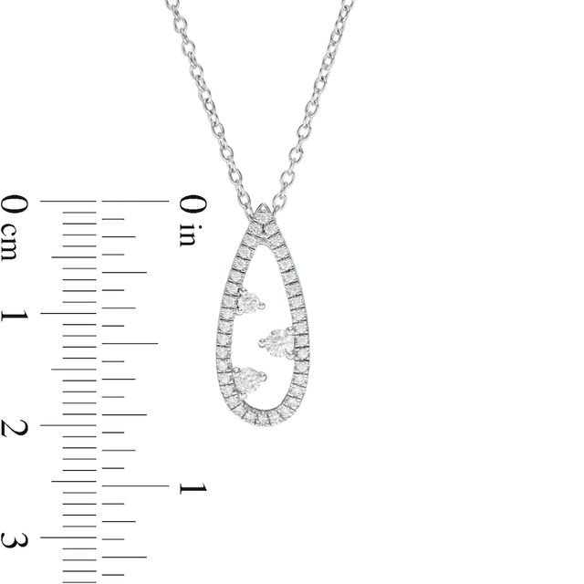 0.23 CT. T.W. Diamond Past Present Future® Teardrop-Shaped Pendant in Sterling Silver|Peoples Jewellers