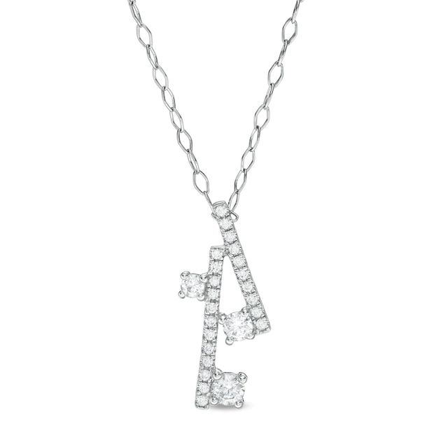 0.29 CT. T.W. Diamond Past Present Future® Double Linear Bar Pendant in 10K White Gold