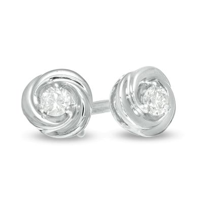 Centre of Me 0.05 CT. T.W. Diamond Love Knot Stud Earrings in Sterling Silver|Peoples Jewellers
