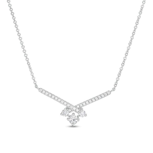 0.37 CT. T.W. Diamond Past Present Future® "X" Necklace in 10K White Gold - 17"|Peoples Jewellers