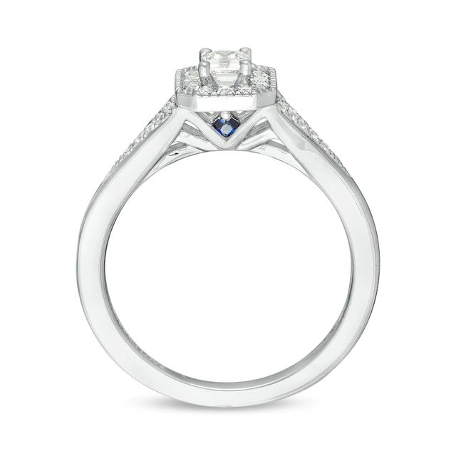 Vera Wang Love Collection 0.37 CT. T.W. Emerald-Cut Diamond Frame Vintage-Style Engagement Ring in 14K White Gold