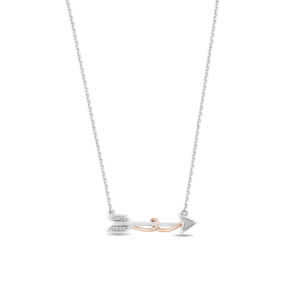 Hallmark Diamonds Inspiration 0.04 CT. T.W. Diamond Arrow Necklace in Sterling Silver and 10K Rose Gold|Peoples Jewellers