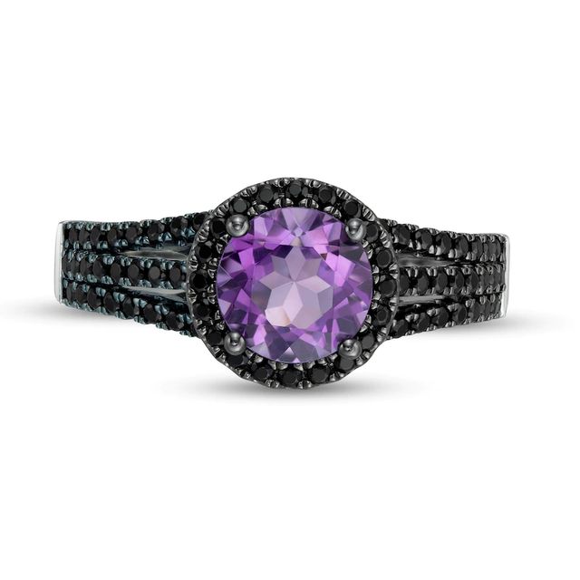 Enchanted Disney Villains Ursula Amethyst and 0.45 CT. T.W. Black Diamond Engagement Ring in 14K White Gold|Peoples Jewellers