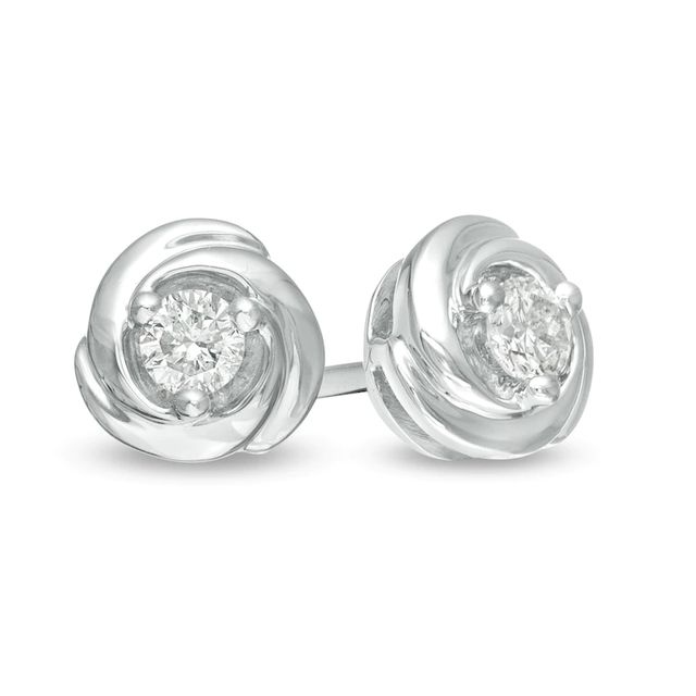 Centre of Me 0.25 CT. T.W. Diamond Solitaire Love Knot Stud Earrings in 10K Gold|Peoples Jewellers