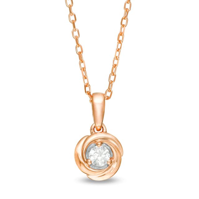 Centre of Me 0.10 CT. Diamond Solitaire Love Knot Pendant in 10K Rose Gold|Peoples Jewellers