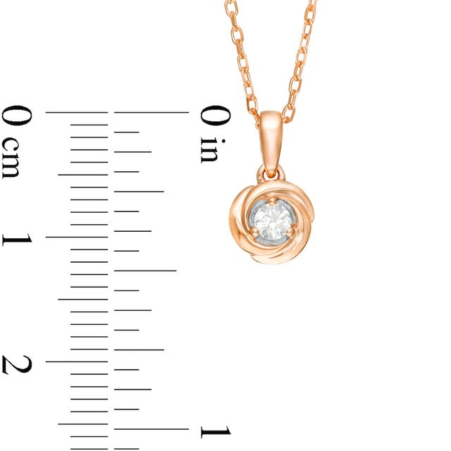 Centre of Me 0.10 CT. Diamond Solitaire Love Knot Pendant in 10K Rose Gold|Peoples Jewellers