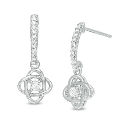 Centre of Me 0.16 CT. T.W. Diamond Orbit Drop Earrings in Sterling Silver|Peoples Jewellers