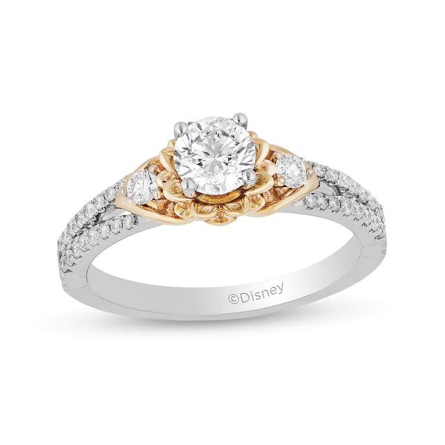 Enchanted Disney Tiana 0.69 CT. T.W. Diamond Flower Frame Split Shank Engagement Ring in 14K Two-Tone Gold|Peoples Jewellers