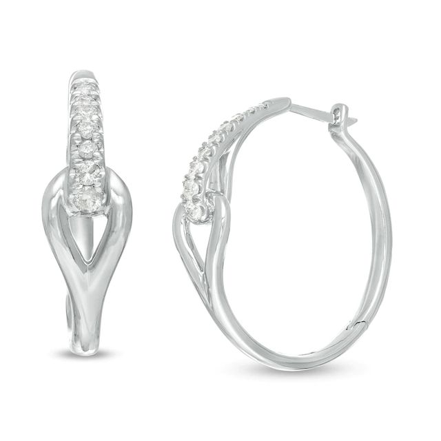 Love + Be Loved CT. T.W. Diamond Interlocking Loop Hoop Earrings in 10K White Gold|Peoples Jewellers