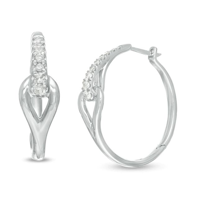 Love + Be Loved CT. T.W. Diamond Interlocking Loop Hoop Earrings in 10K White Gold