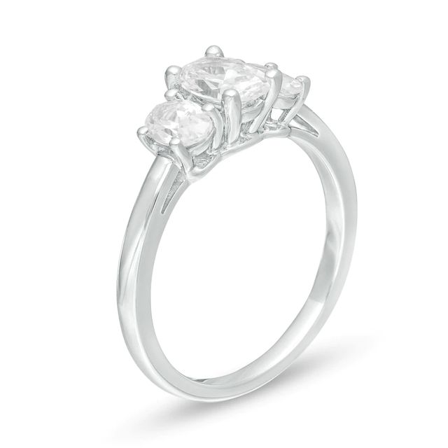 CT. T.W. Certified Oval Lab-Created Diamond Past Present Future® Engagement Ring in 14K White Gold (G/SI2