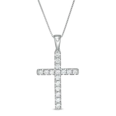 0.45 CT. T.W. Certified Lab-Created Diamond Cross Pendant in 14K White Gold (F/SI2)|Peoples Jewellers