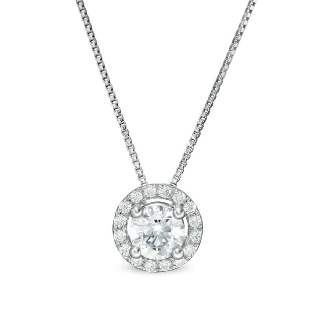 0.45 CT. T.W. Certified Lab-Created Diamond Frame Pendant in 14K White Gold (F/SI2)|Peoples Jewellers