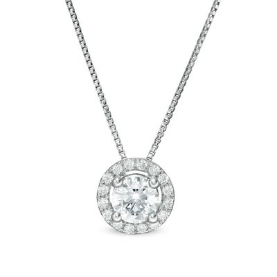 0.45 CT. T.W. Certified Lab-Created Diamond Frame Pendant in 14K White Gold (F/SI2)|Peoples Jewellers