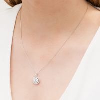 0.95 CT. T.W. Certified Lab-Created Diamond Double Frame Pendant in 14K White Gold (F/SI2)|Peoples Jewellers