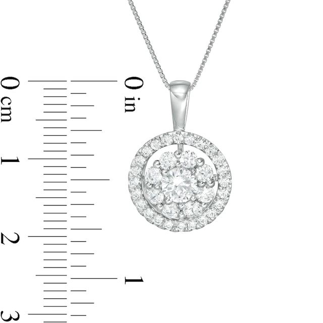 0.95 CT. T.W. Certified Lab-Created Diamond Double Frame Pendant in 14K White Gold (F/SI2)|Peoples Jewellers