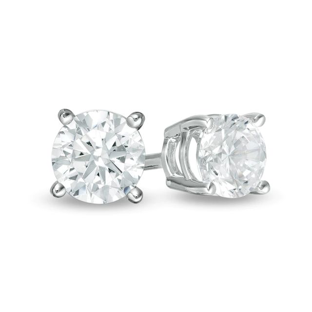 CT. T.W. Certified Lab-Created Diamond Solitaire Stud Earrings in 14K White Gold (F/SI2)|Peoples Jewellers