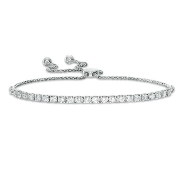 0.95 CT. T.W. Certified Lab-Created Diamond Tennis Bolo Bracelet in 14K White Gold (F/SI2) - 9.0"|Peoples Jewellers