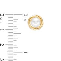 6.0mm Freshwater Cultured Pearl Love Knot Stud Earrings in 14K Gold|Peoples Jewellers