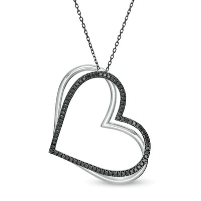The Kindred Heart from Vera Wang Love Collection 0.58 CT. T.W. Black Diamond Pendant in Sterling Silver - 19"|Peoples Jewellers