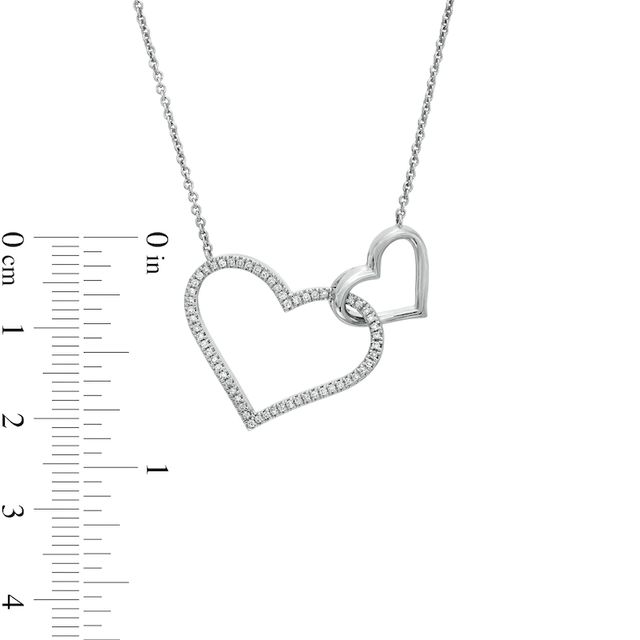 Vera Wang Love Collection 0.15 CT. T.W. Diamond Interlocking Double Heart Necklace in Sterling Silver - 19"|Peoples Jewellers