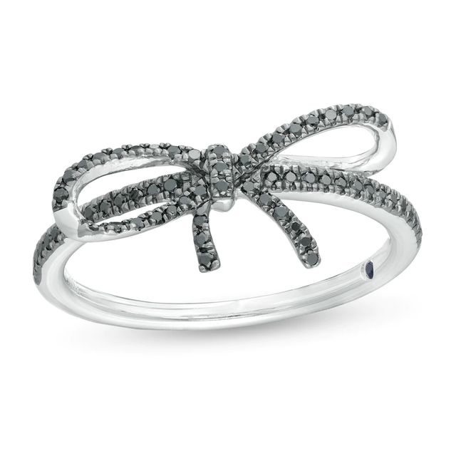 Vera Wang Love Collection 0.23 CT. T.W. Black Diamond Bow Ring in Sterling Silver|Peoples Jewellers