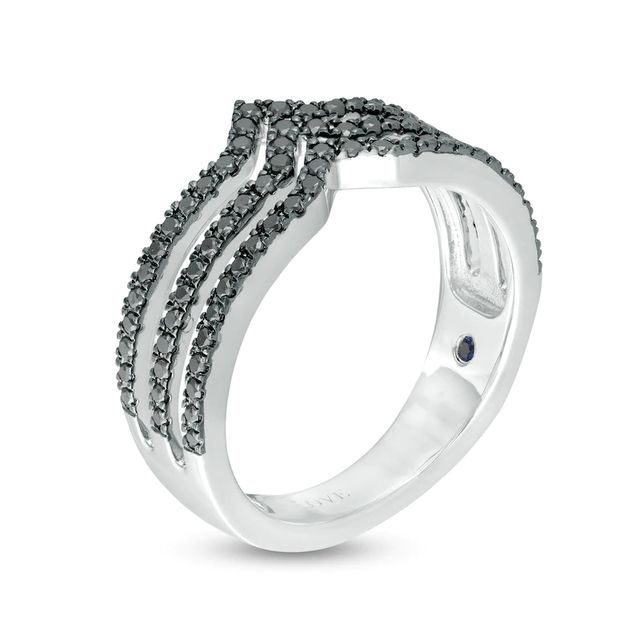 Vera Wang Love Collection 0.45 CT. T.W. Black Diamond Multi-Row Chevron Ring in Sterling Silver|Peoples Jewellers