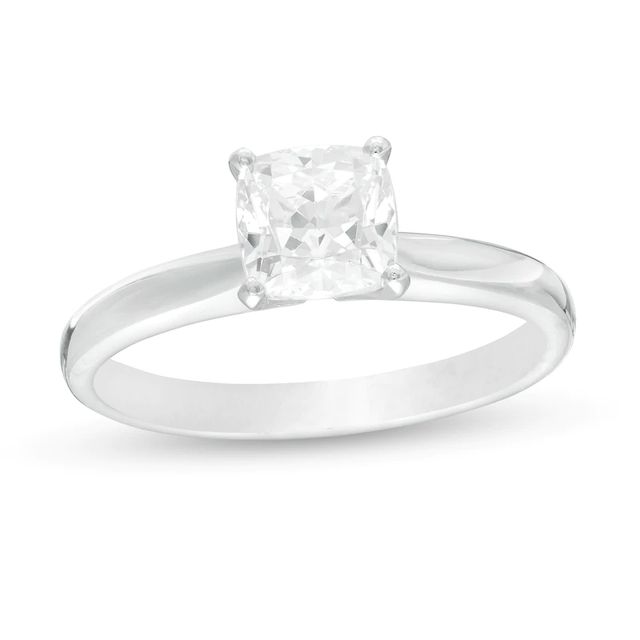 1.00 CT. Certified Cushion-Cut Lab-Created Diamond Solitaire Engagement Ring in 14K White Gold (F/SI2)|Peoples Jewellers