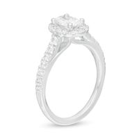 1.00 CT. T.W. Certified Oval Lab-Created Diamond Frame Engagement Ring in 14K White Gold (F/SI2)|Peoples Jewellers