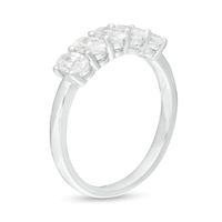 1.00 CT. T.W. Certified Oval Lab-Created Diamond Five Stone Anniversary Band in 14K White Gold (F/SI2)|Peoples Jewellers