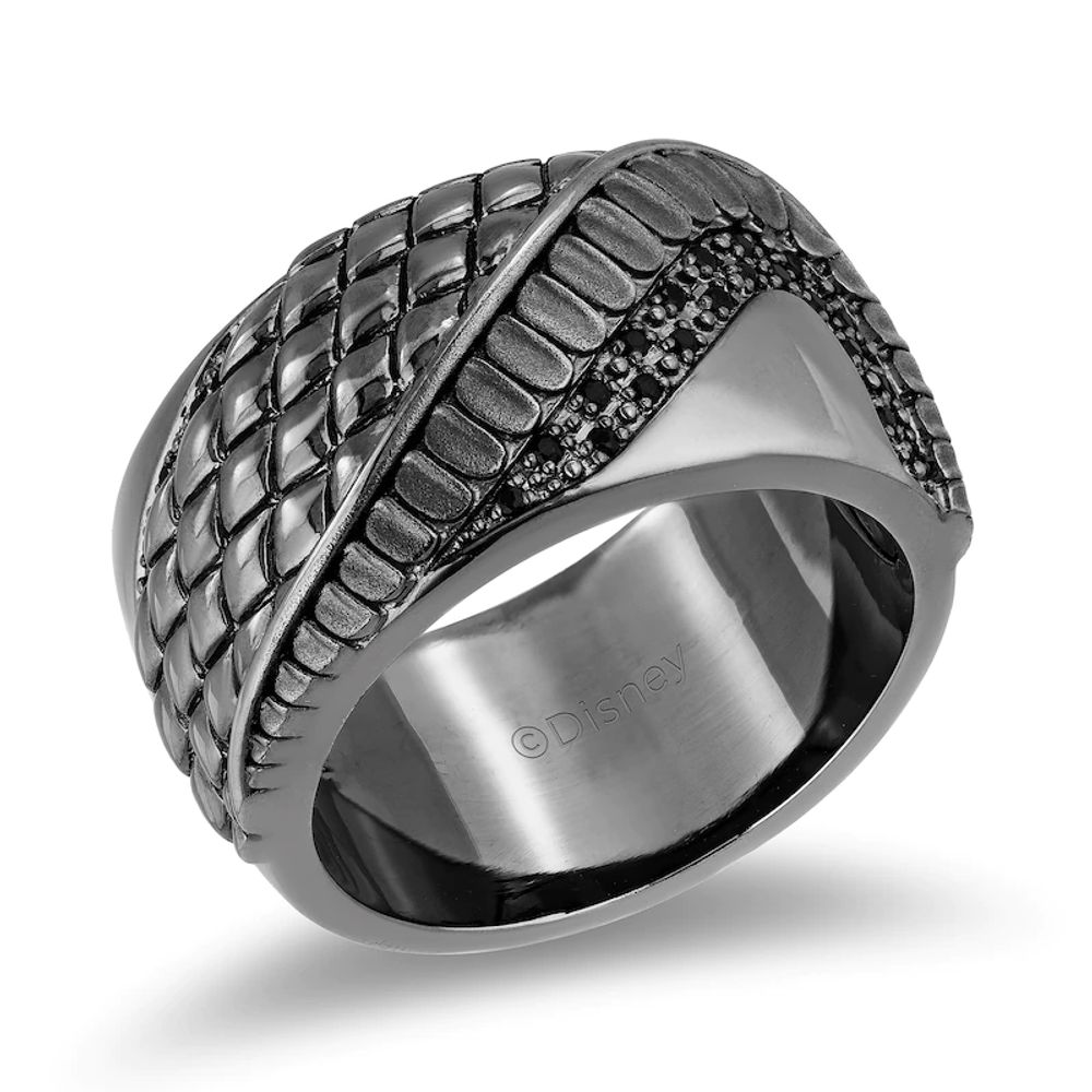 Enchanted Disney Men's 0.145 CT. T.W. Enhanced Black Diamond Snake Scales Ring in Sterling Silver with Black Rhodium|Peoples Jewellers