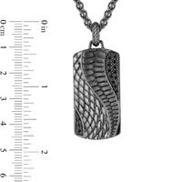 Enchanted Disney Men's 0.145 CT. T.W. Enhanced Black Diamond Snake Scales Dog Tag Pendant in Sterling Silver - 22"|Peoples Jewellers