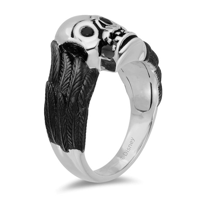 Enchanted Disney Men's 0.115 Enhanced Black Diamond Skull and Wings Ring in Two-Tone Sterling Silver - Size 10|Peoples Jewellers