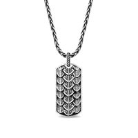 Enchanted Disney Men's Dragon Scale Dog Tag Pendant in Sterling Silver - 22"|Peoples Jewellers