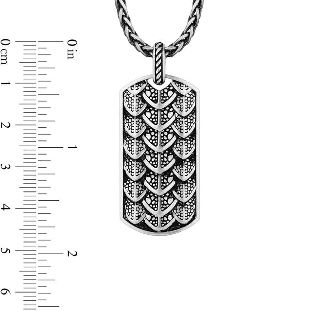 Enchanted Disney Men's Dragon Scale Dog Tag Pendant in Sterling Silver - 22"|Peoples Jewellers