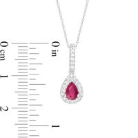 Pear-Shaped Ruby and 0.13 CT. T.W. Diamond Teardrop Pendant in 10K White Gold|Peoples Jewellers