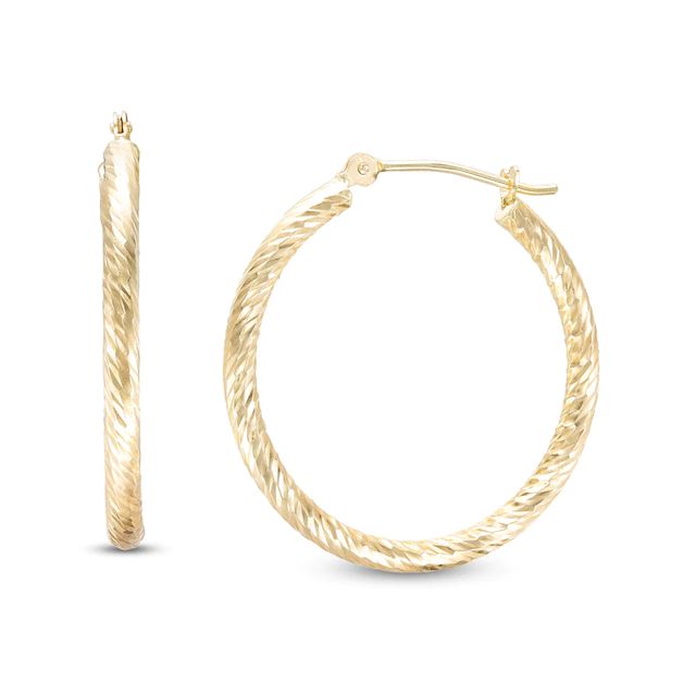 25.0mm Diamond-Cut Hoop Earrings in 14K Gold