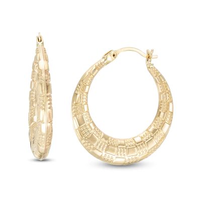 22.5mm Basket Weave Graduating Hoop Earrings in 14K Gold|Peoples Jewellers