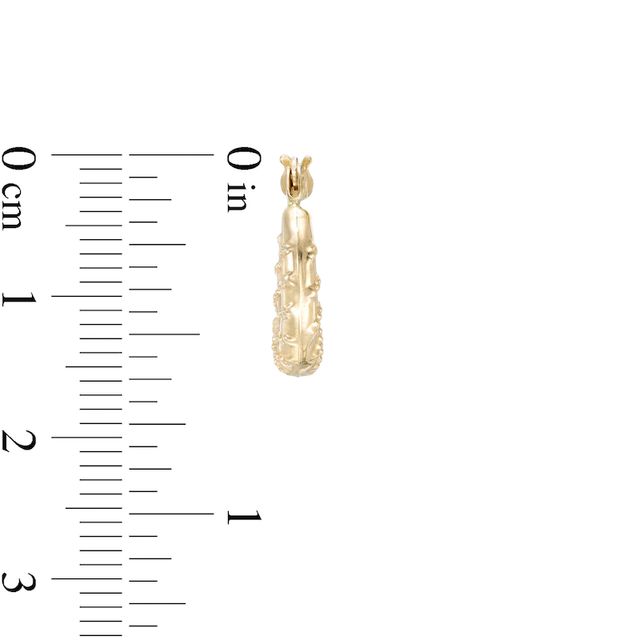 15.0mm Beaded Stripe Graduating Hoop Earrings in 14K Gold