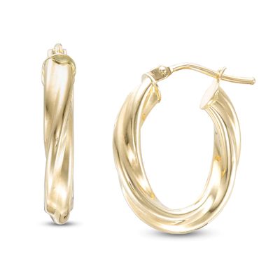 19.0mm Twisted Tube Hoop Earrings in 14K Gold|Peoples Jewellers